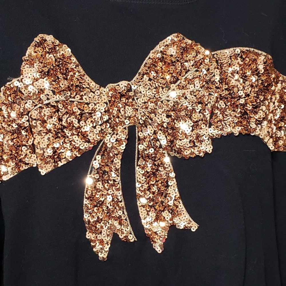 H&M sequined bow sweater in black - Picture 2 of 4
